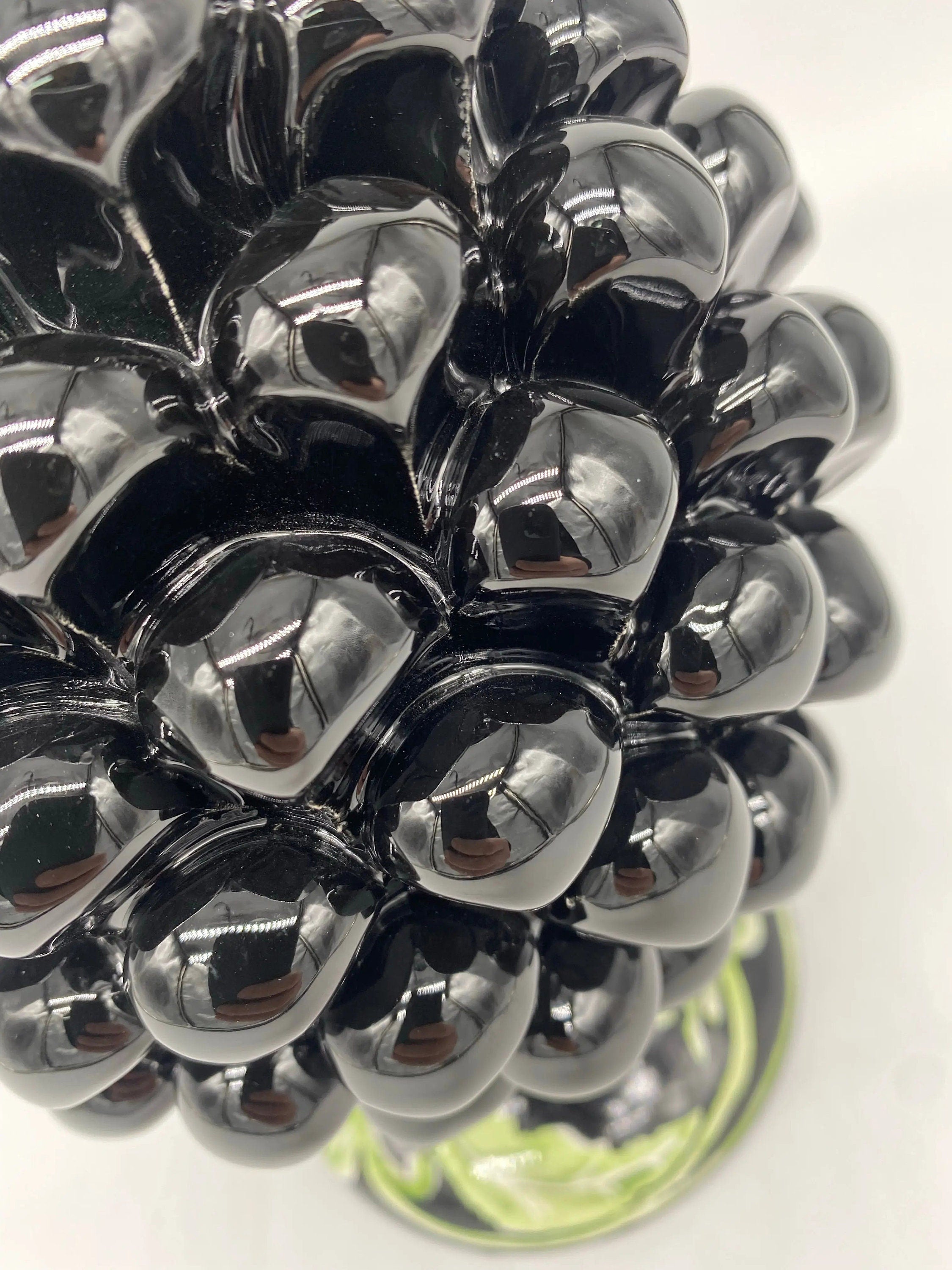 Pigna Ceramica Caltagirone cm H.20 Artigianale VENUS Nero Verde DD CERAMICHE SICILIANE