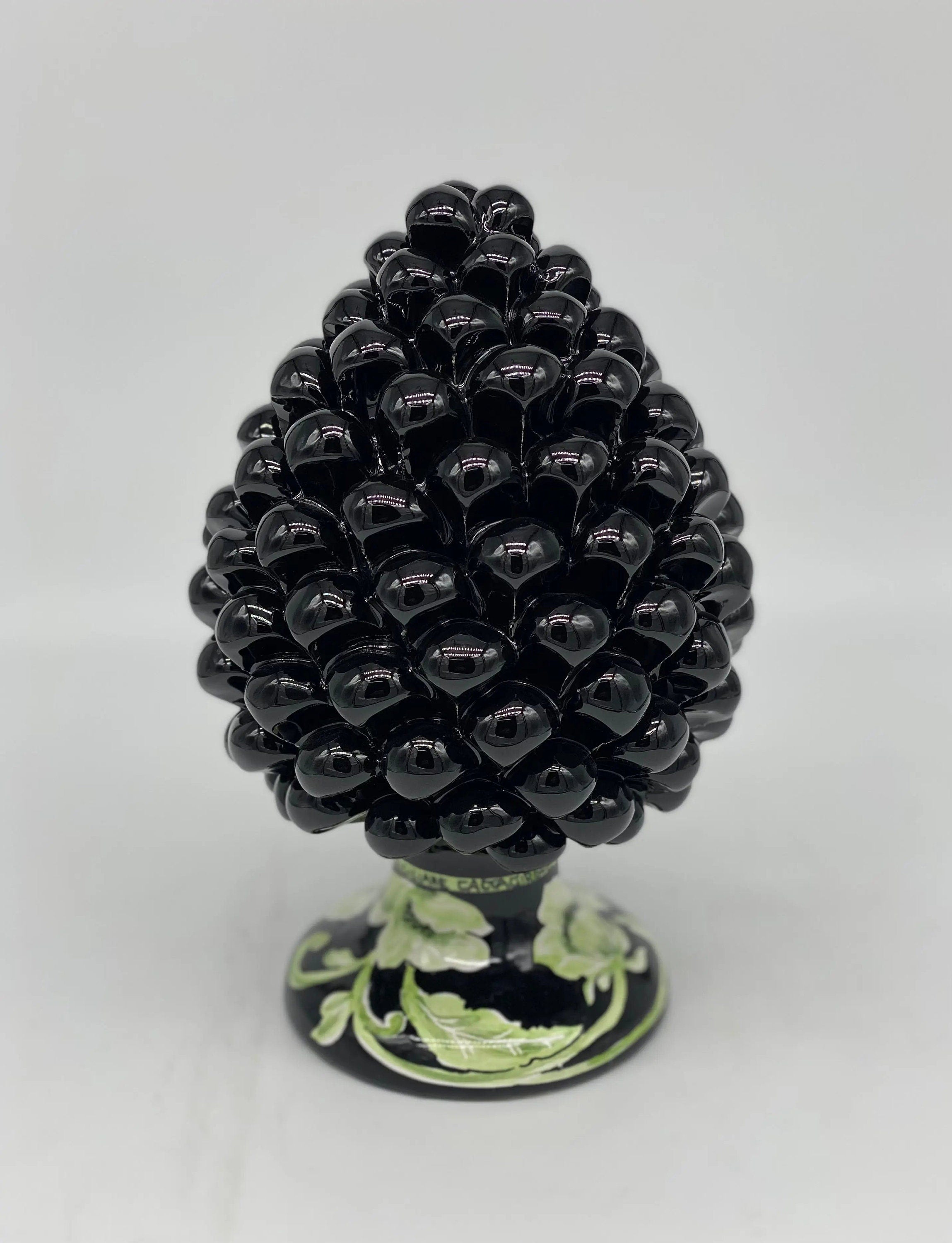 Pigna Ceramica Caltagirone cm H.20 Artigianale VENUS Nero Verde DD CERAMICHE SICILIANE