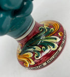Pigna Ceramica Caltagirone cm H.20 Artigianale Verde Ottanio Base Decorata DD CERAMICHE SICILIANE