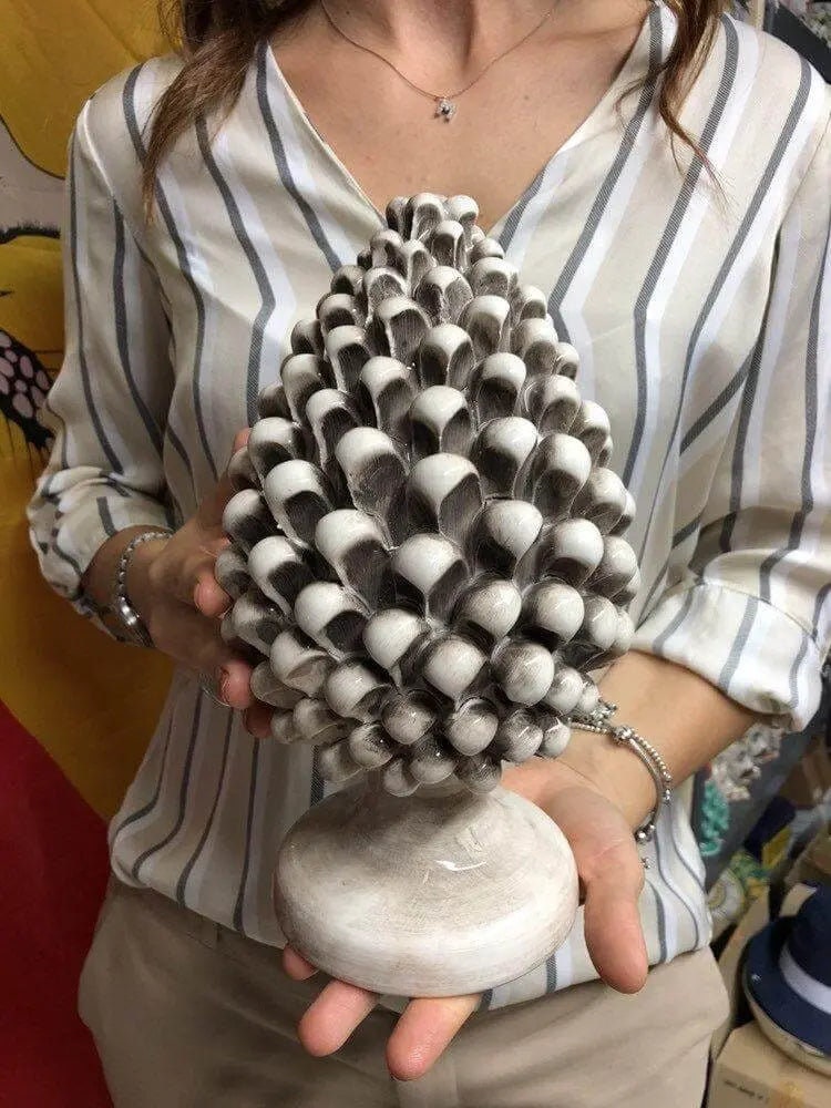 Pigna Ceramica Caltagirone cm H.25 Artigianale Beige Écru DD CERAMICHE SICILIANE