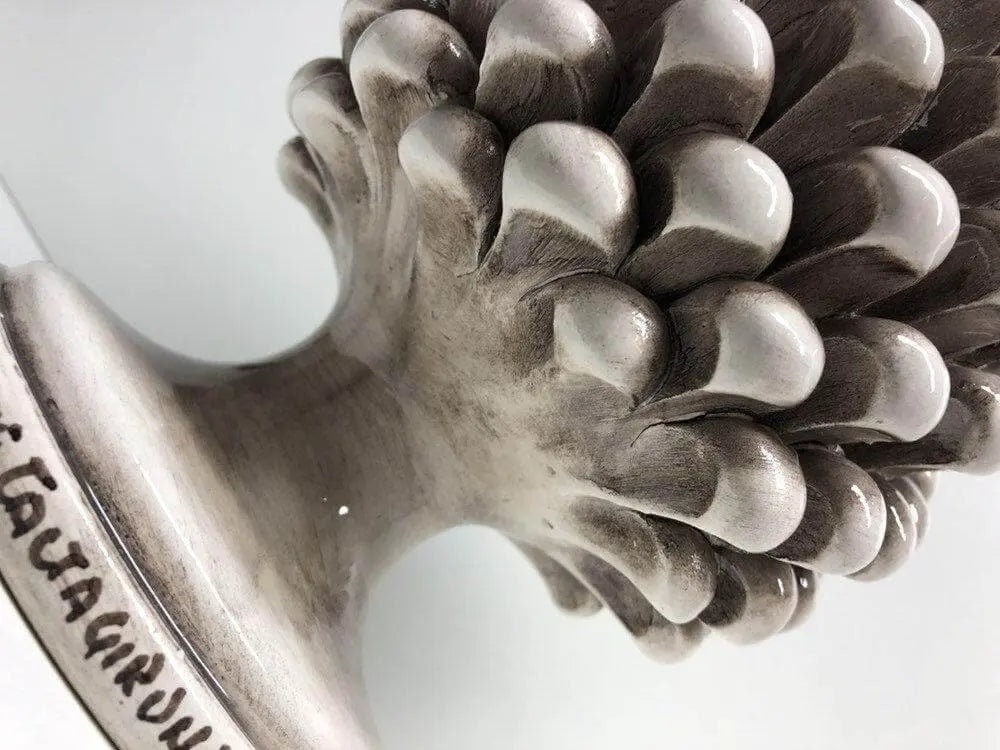 Pigna Ceramica Caltagirone cm H.25 Artigianale Beige Écru DD CERAMICHE SICILIANE