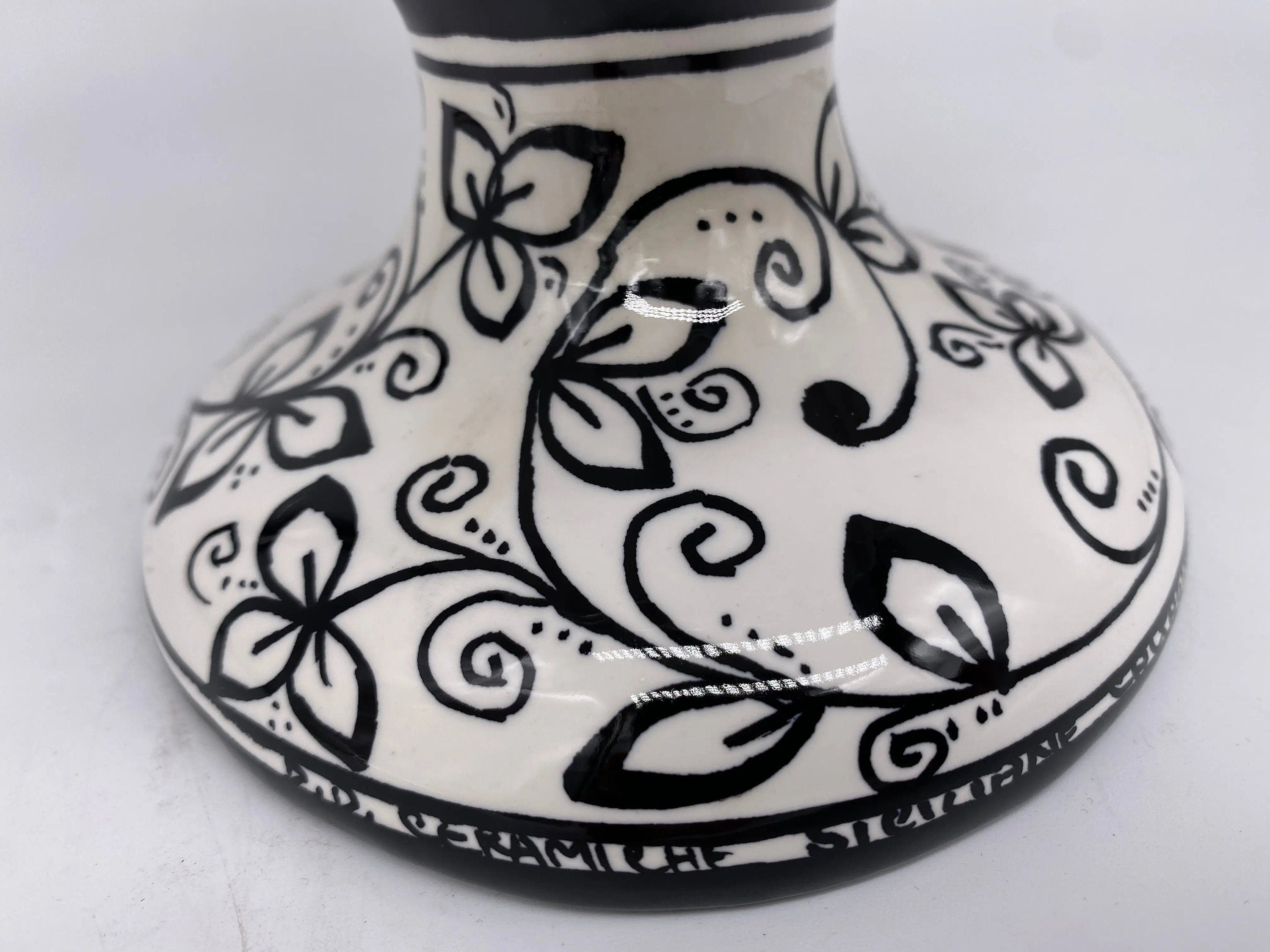 Pigna Ceramica Caltagirone cm H.25 Artigianale Bianco Base Decorata DD CERAMICHE SICILIANE