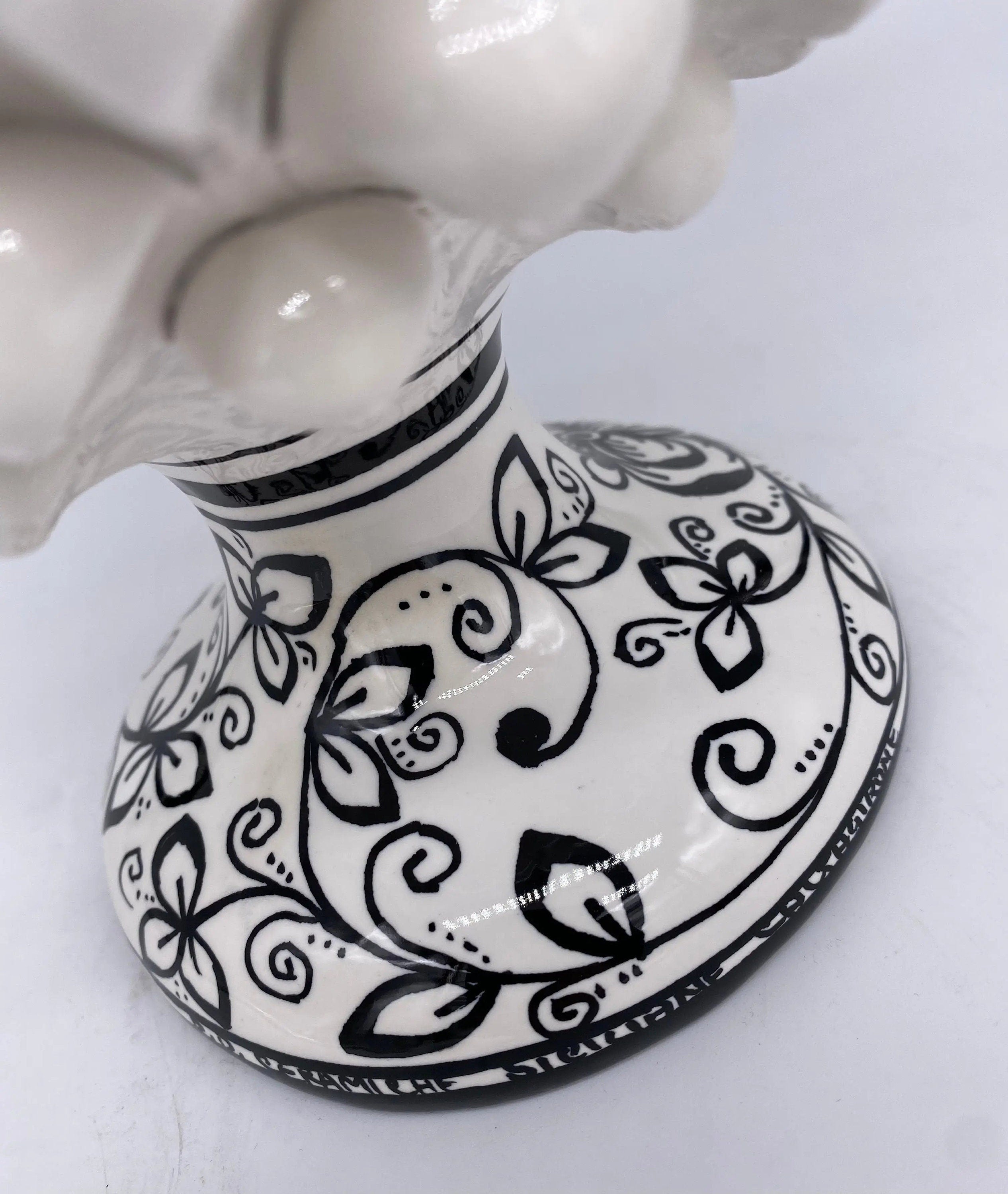Pigna Ceramica Caltagirone cm H.25 Artigianale Bianco Base Decorata DD CERAMICHE SICILIANE