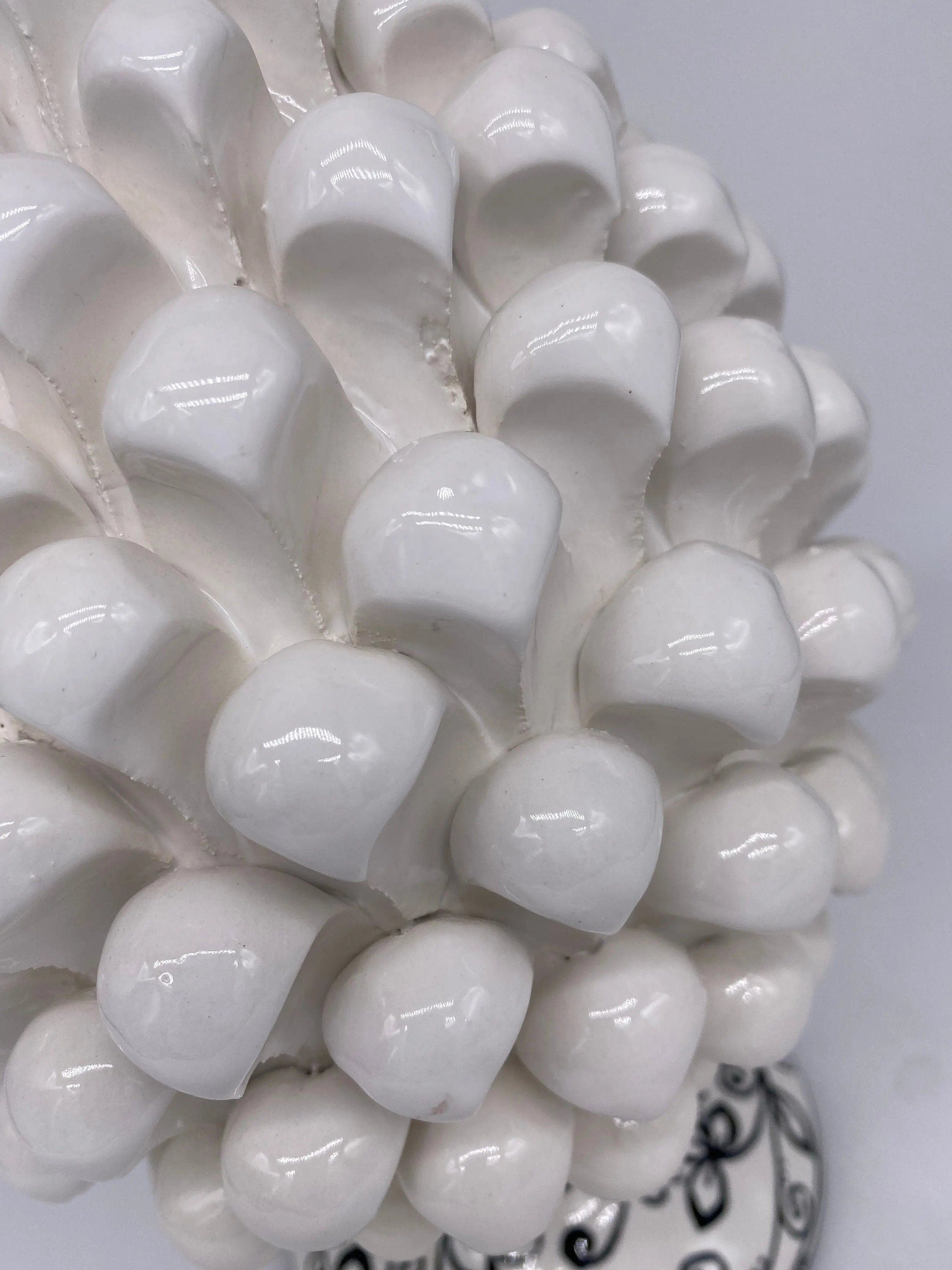 Pigna Ceramica Caltagirone cm H.25 Artigianale Bianco Base Decorata DD CERAMICHE SICILIANE