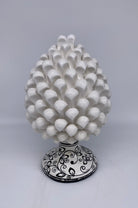 Pigna Ceramica Caltagirone cm H.25 Artigianale Bianco Base Decorata DD CERAMICHE SICILIANE