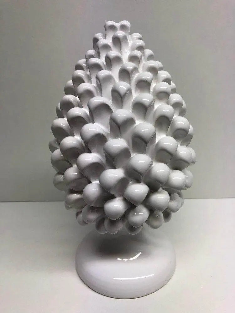 Pigna Ceramica Caltagirone cm H.25 Artigianale Bianco DD CERAMICHE SICILIANE