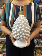 Pigna Ceramica Caltagirone cm H.25 Artigianale Bianco DD CERAMICHE SICILIANE