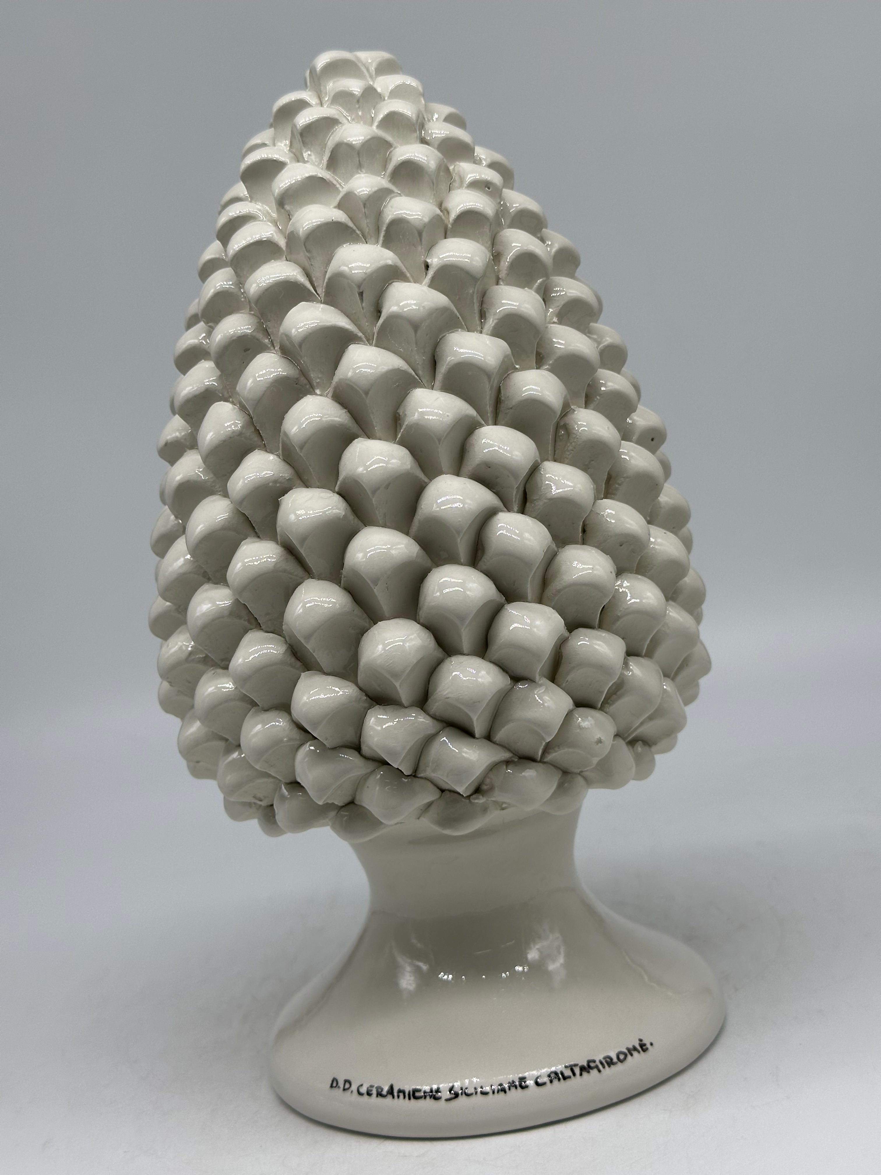 Pigna Ceramica Caltagirone cm H.25 Artigianale Bianco - PIGNE
