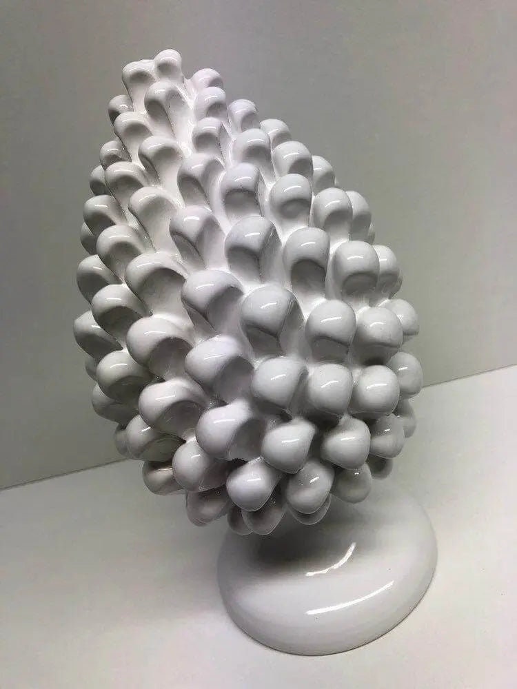 Pigna Ceramica Caltagirone cm H.25 Artigianale Bianco DD CERAMICHE SICILIANE