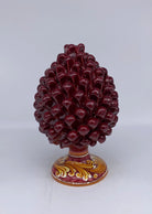 Pigna Ceramica Caltagirone cm H.25 Artigianale Bordeaux Base Decorata DD CERAMICHE SICILIANE