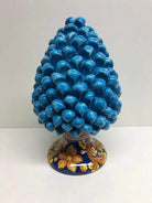 Pigna Ceramica Caltagirone cm H.25 Artigianale Celeste Base Decorata DD CERAMICHE SICILIANE