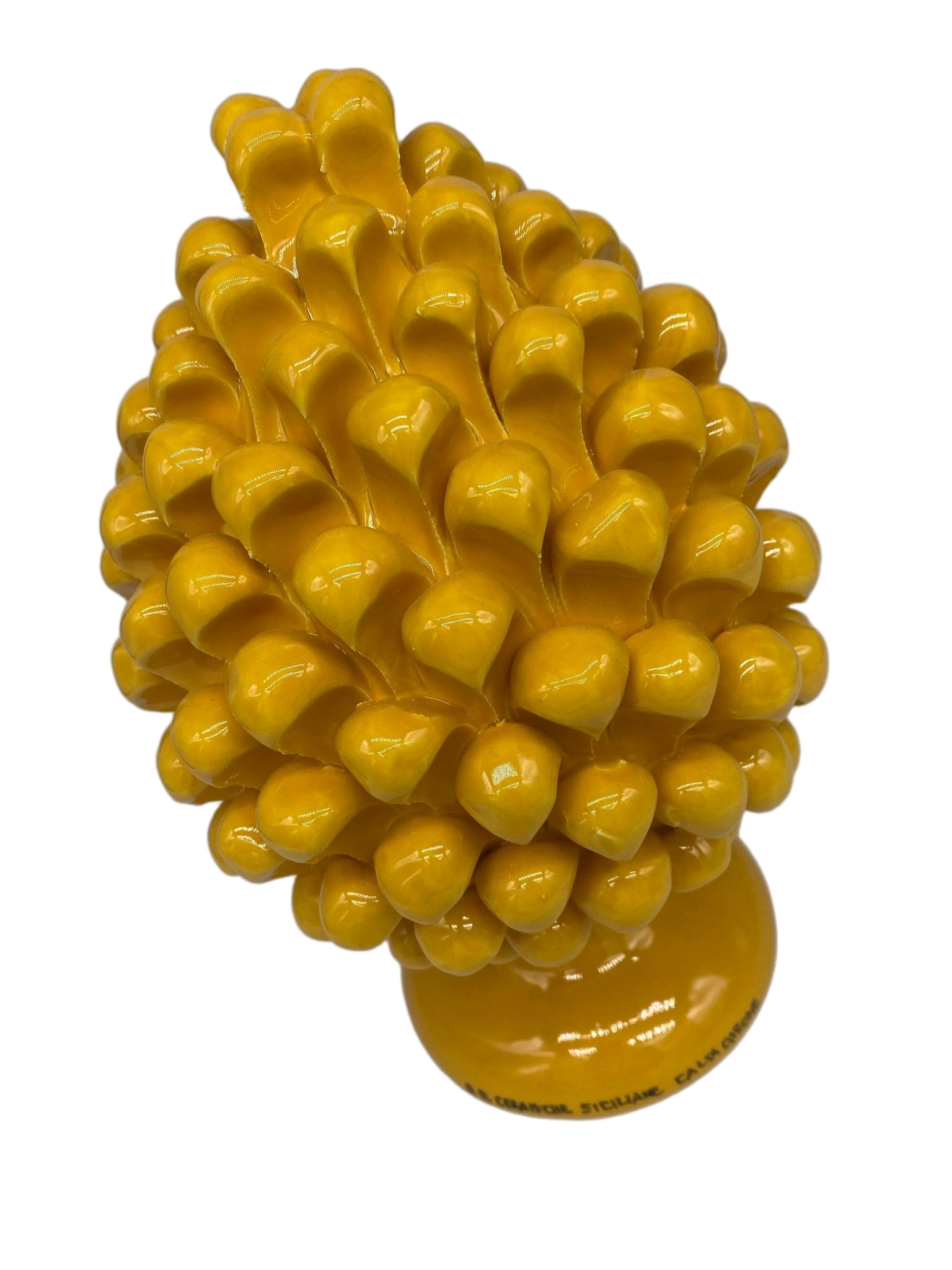 Pigna Ceramica Caltagirone cm H.25 Artigianale Giallo - DD CERAMICHE SICILIANE