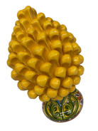 Pigna Ceramica Caltagirone cm H.25 Artigianale Giallo Base Decorata - DD CERAMICHE SICILIANE