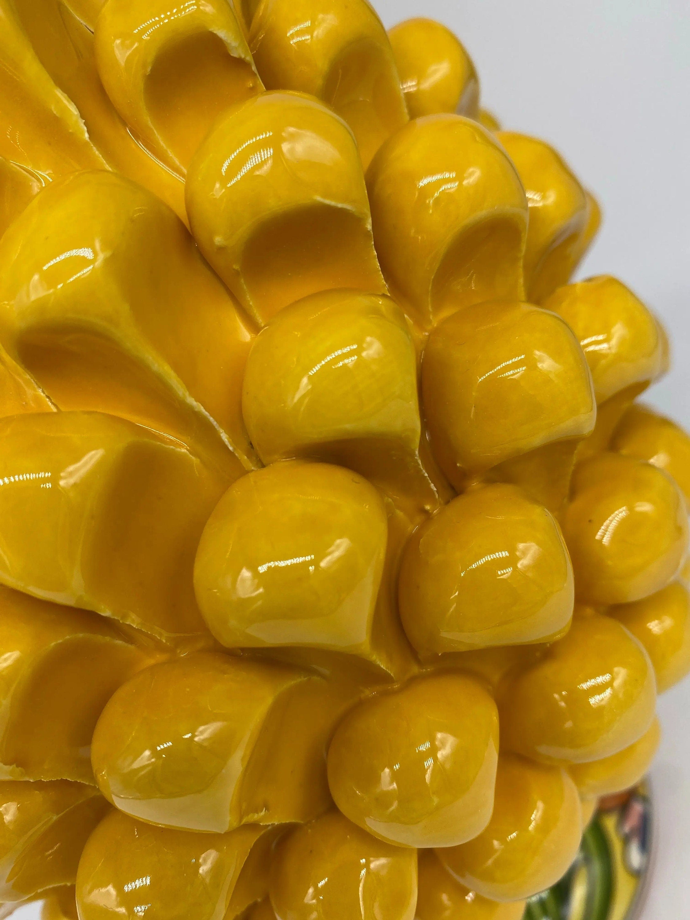 Pigna Ceramica Caltagirone cm H.25 Artigianale Giallo Base Decorata DD CERAMICHE SICILIANE