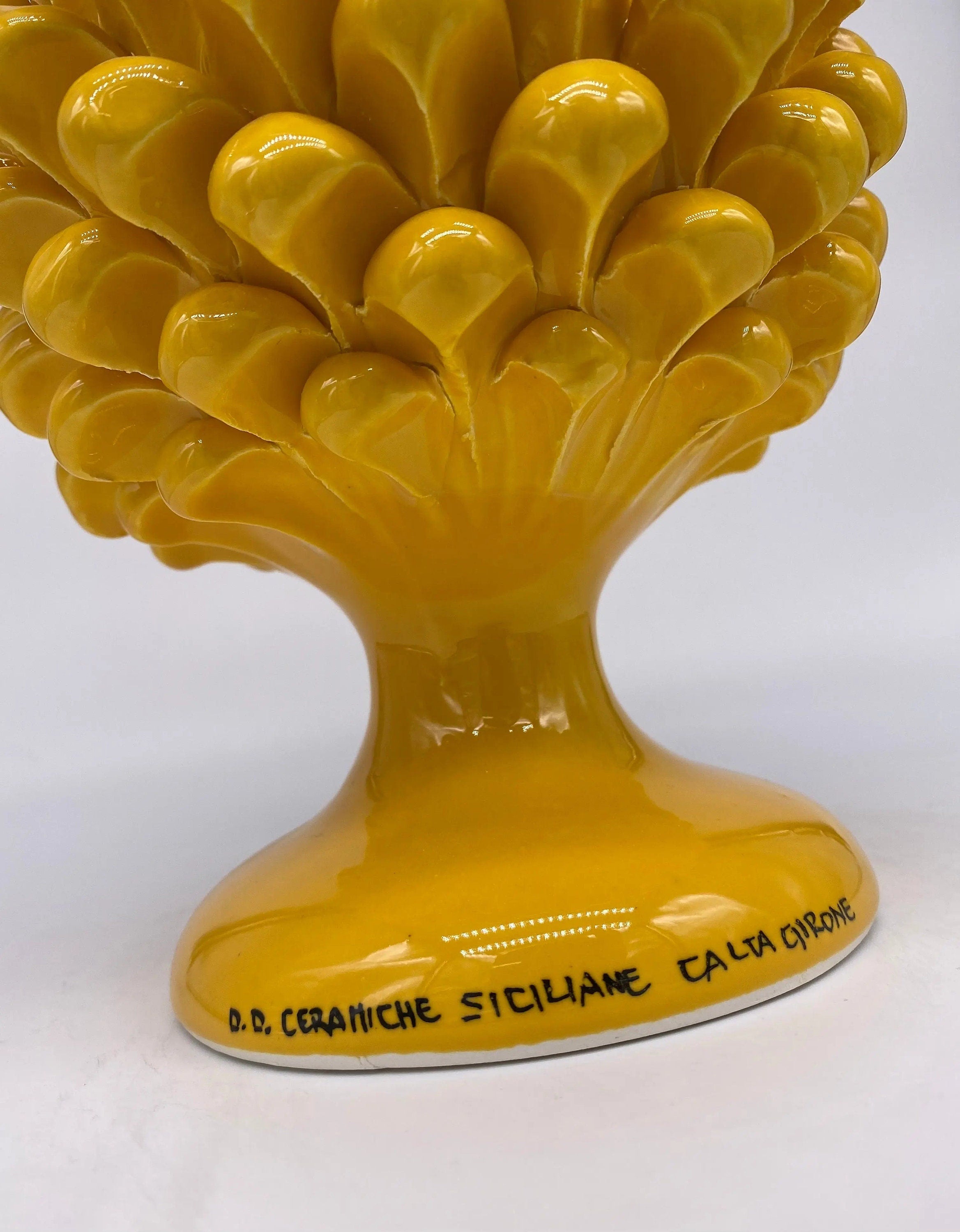 Pigna Ceramica Caltagirone cm H.25 Artigianale Giallo DD CERAMICHE SICILIANE