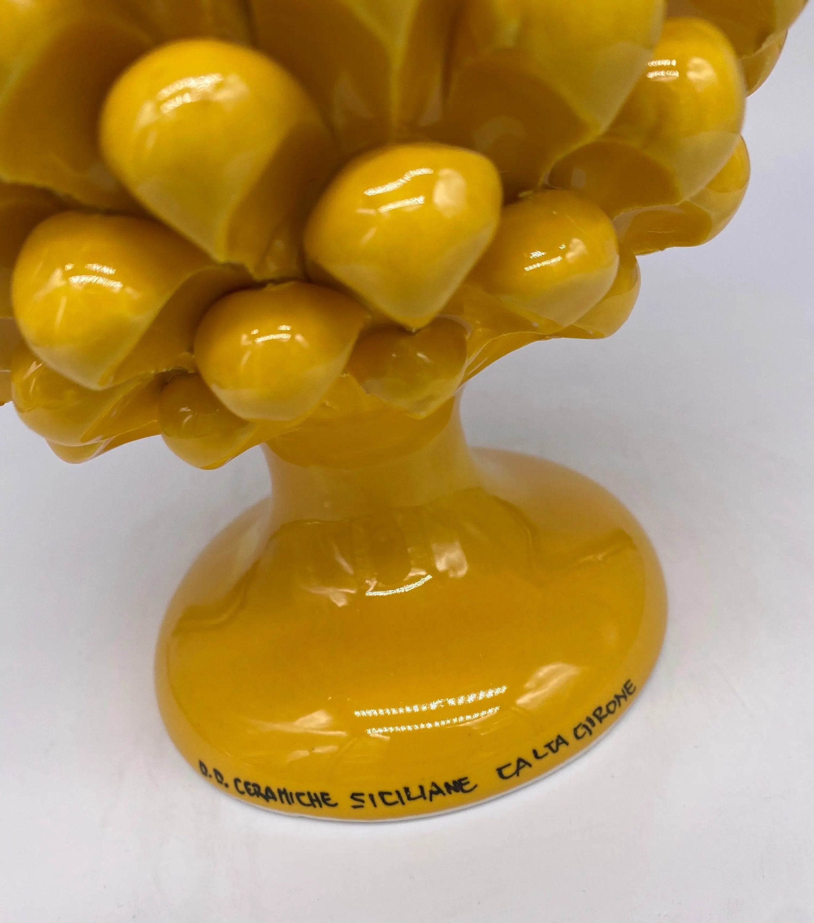 Pigna Ceramica Caltagirone cm H.25 Artigianale Giallo DD CERAMICHE SICILIANE