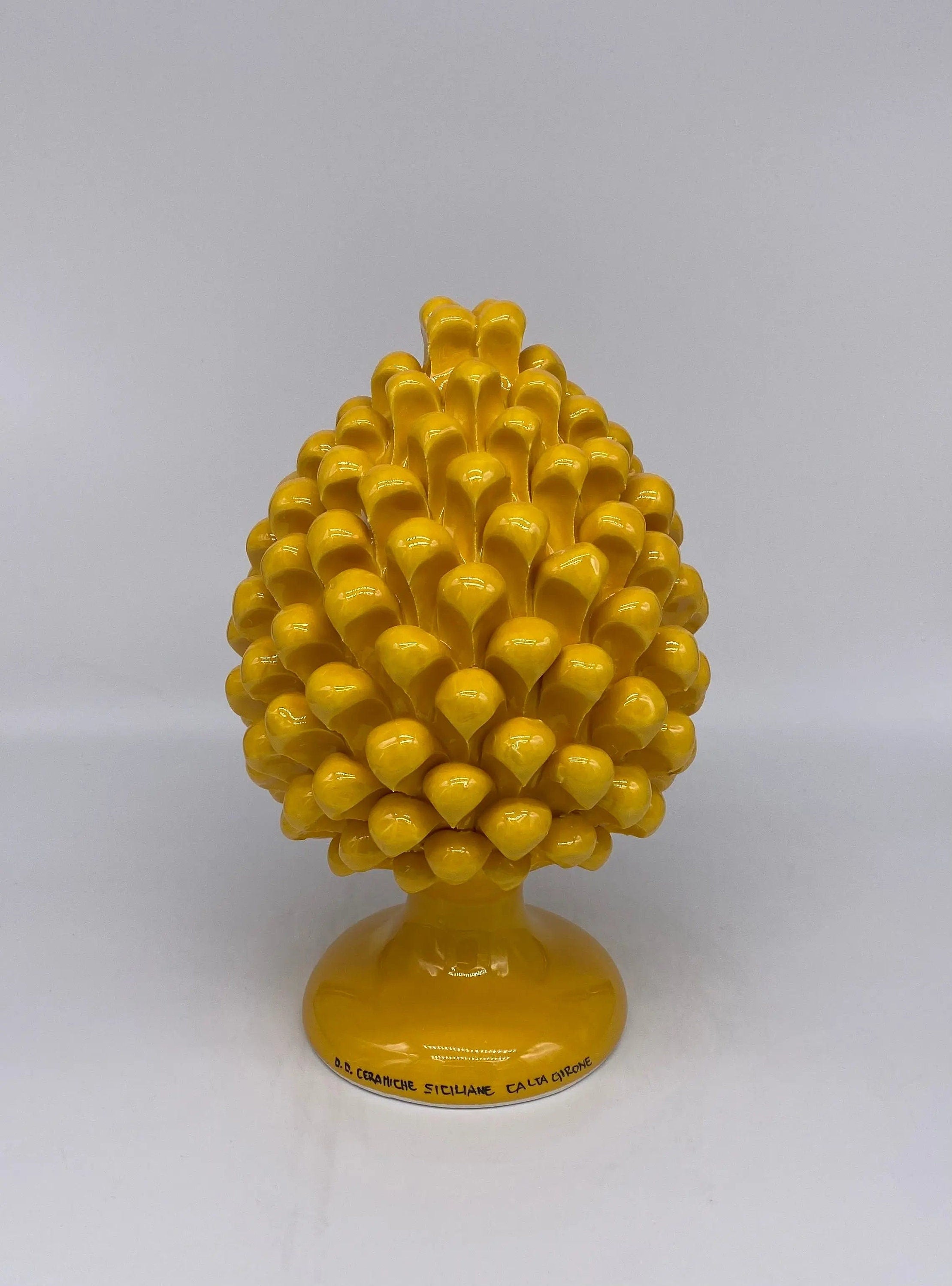 Pigna Ceramica Caltagirone cm H.25 Artigianale Giallo DD CERAMICHE SICILIANE
