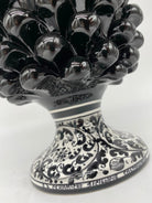 Pigna Ceramica Caltagirone cm H.25 Artigianale Nero Base Decorata DD CERAMICHE SICILIANE