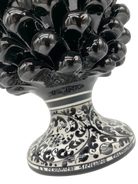 Pigna Ceramica Caltagirone cm H.25 Artigianale Nero Base Decorata - DD CERAMICHE SICILIANE