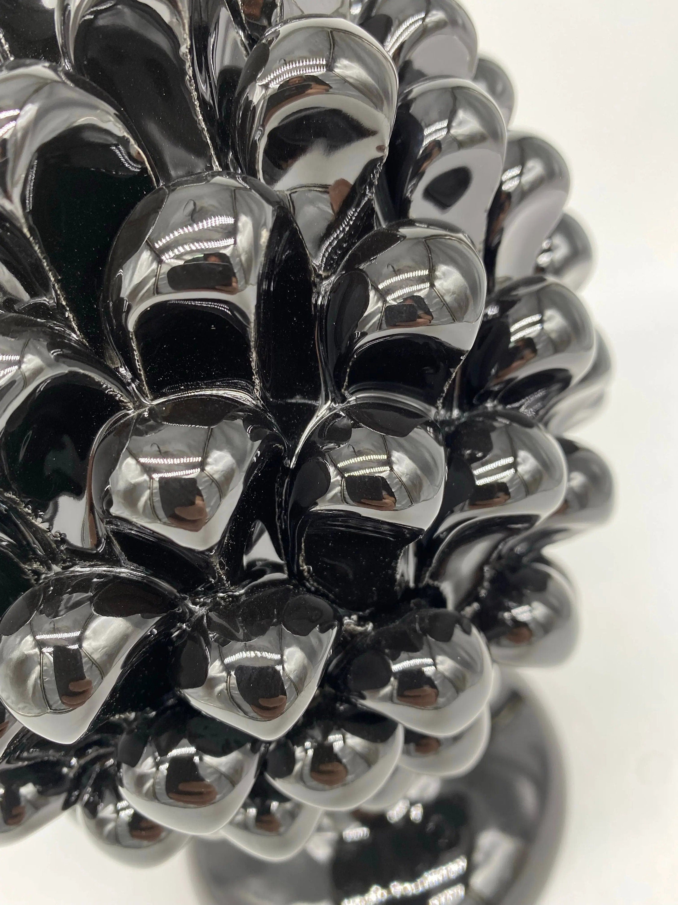 Pigna Ceramica Caltagirone cm H.25 Artigianale Nero DD CERAMICHE SICILIANE