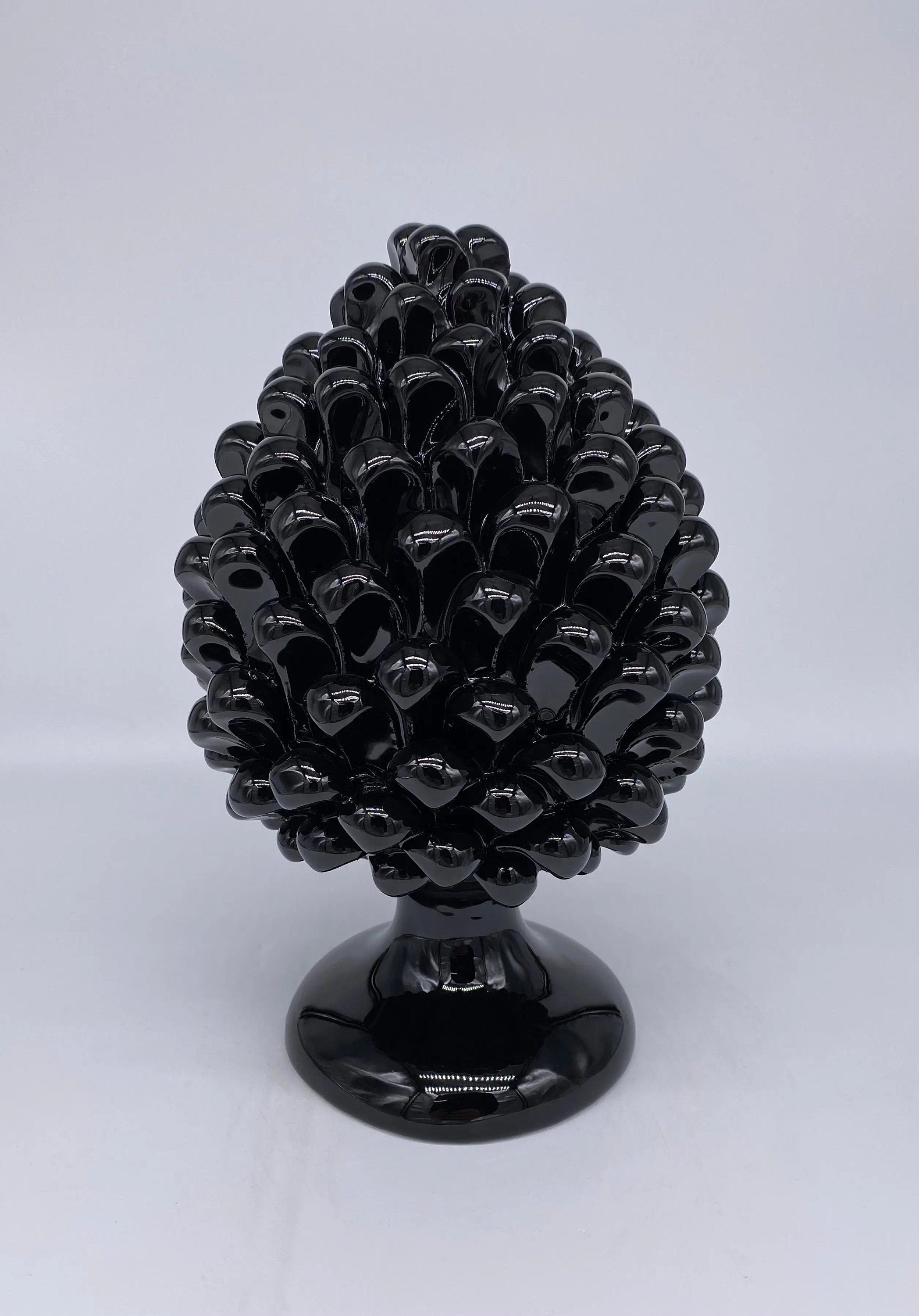 Pigna Ceramica Caltagirone cm H.25 Artigianale Nero DD CERAMICHE SICILIANE