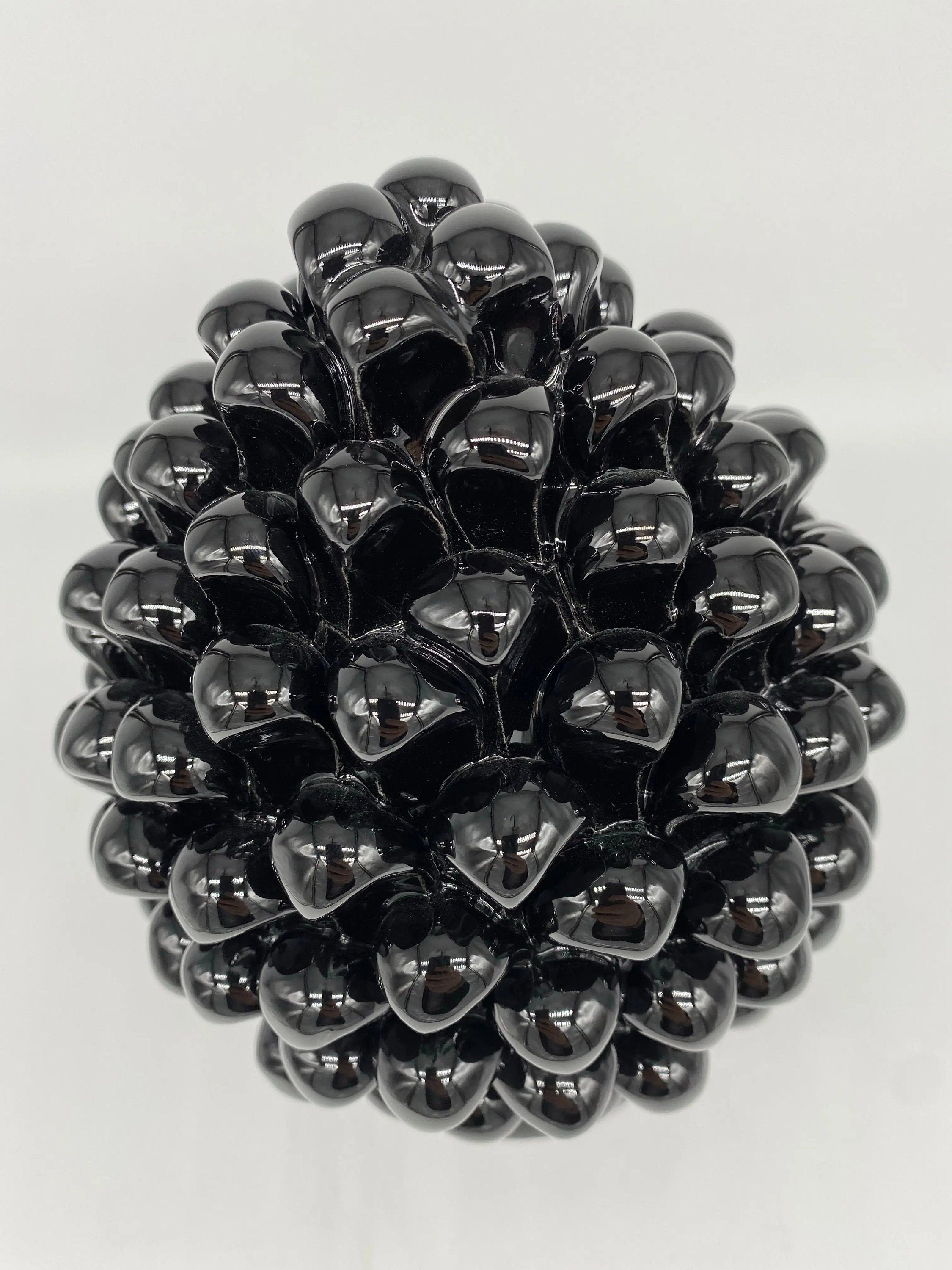 Pigna Ceramica Caltagirone cm H.25 Artigianale Nero DD CERAMICHE SICILIANE