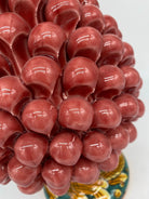 Pigna Ceramica Caltagirone cm H.25 Artigianale Rosa Base Decorata DD CERAMICHE SICILIANE