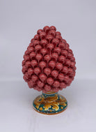 Pigna Ceramica Caltagirone cm H.25 Artigianale Rosa Base Decorata DD CERAMICHE SICILIANE