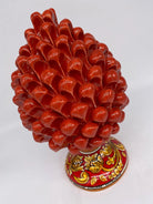 Pigna Ceramica Caltagirone cm H.25 Artigianale Rosso Base Decorata DD CERAMICHE SICILIANE