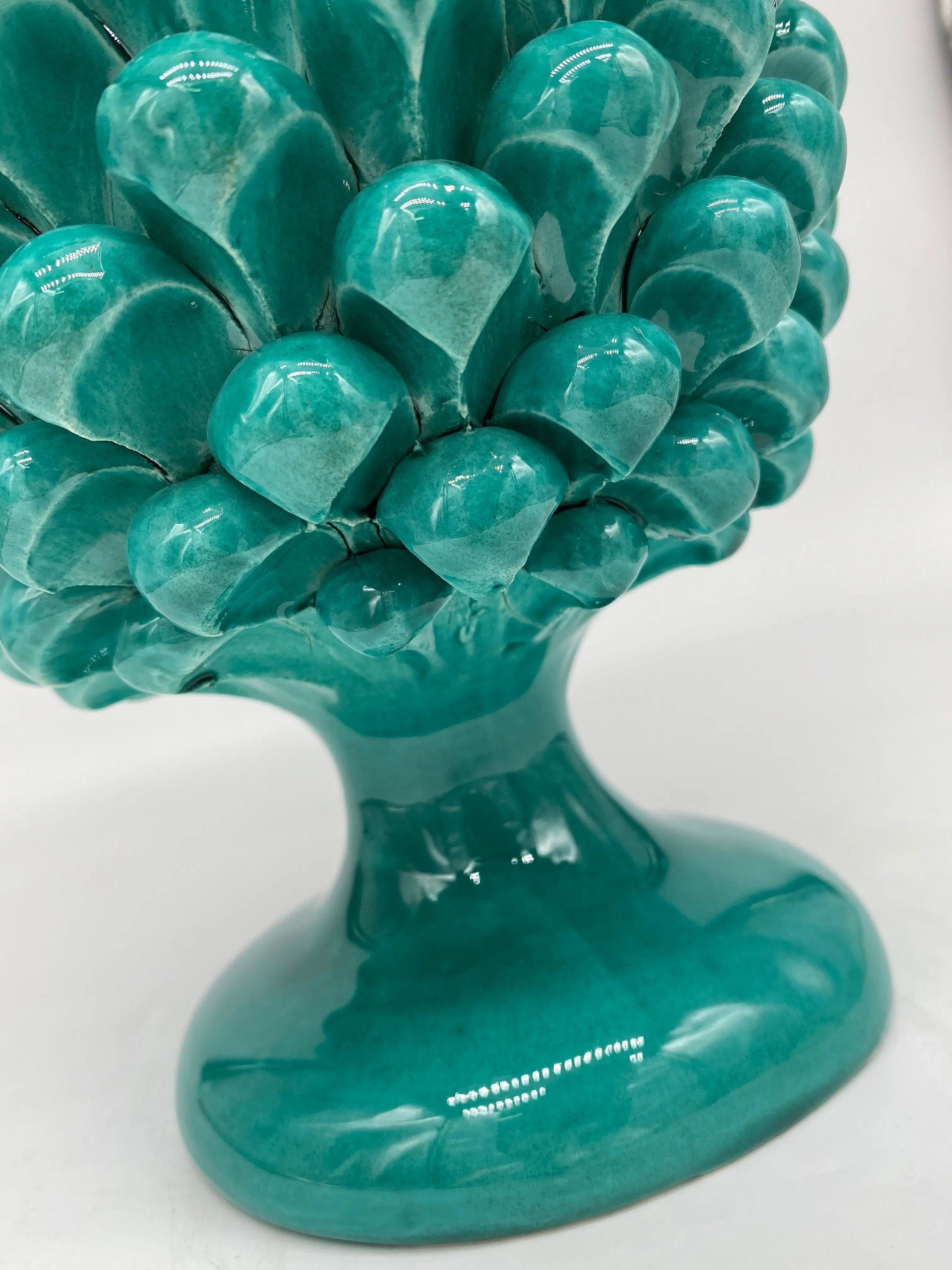 Pigna Ceramica Caltagirone cm H.25 Artigianale Verde Cristallo DD CERAMICHE SICILIANE