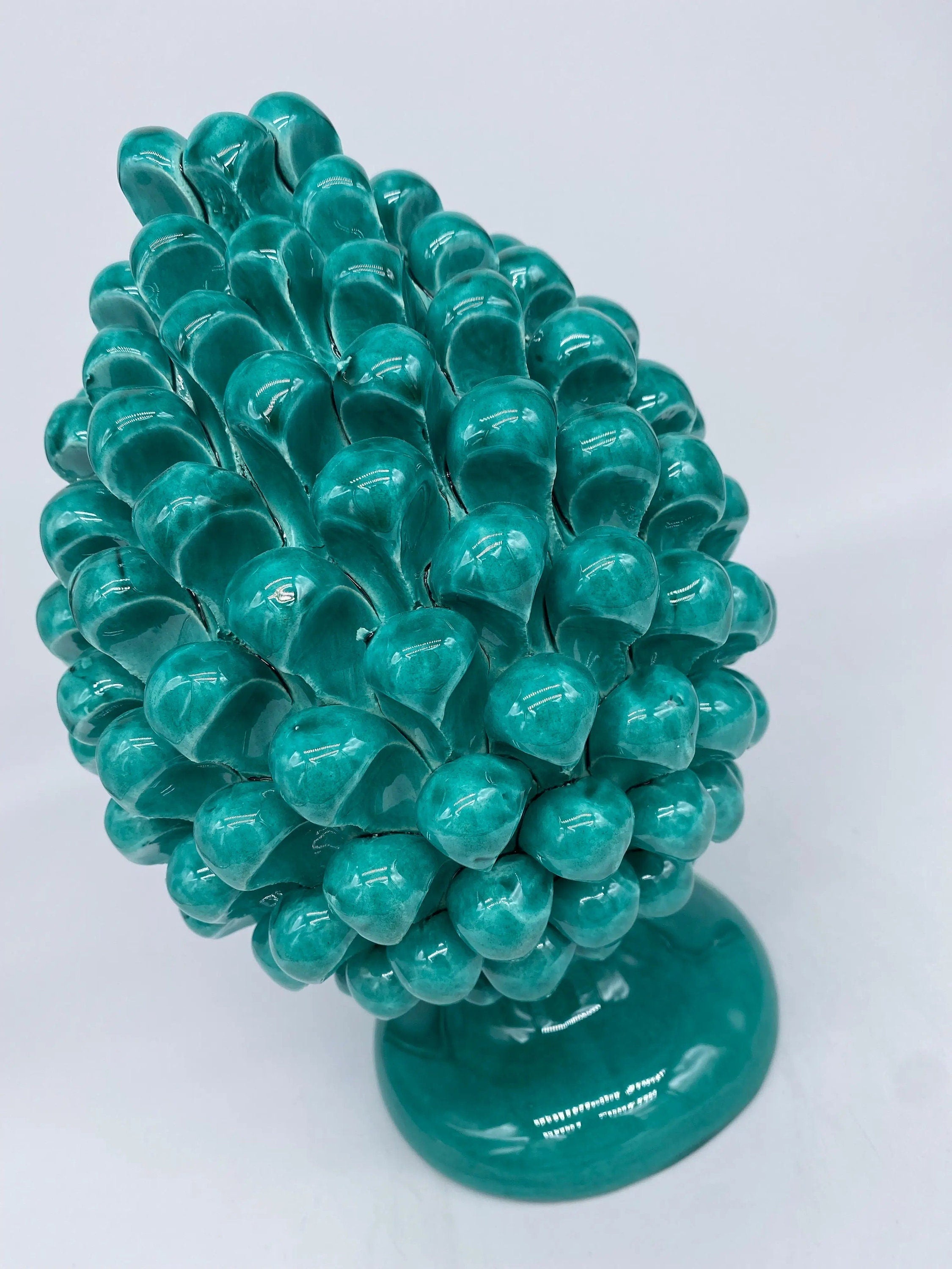 Pigna Ceramica Caltagirone cm H.25 Artigianale Verde Cristallo DD CERAMICHE SICILIANE