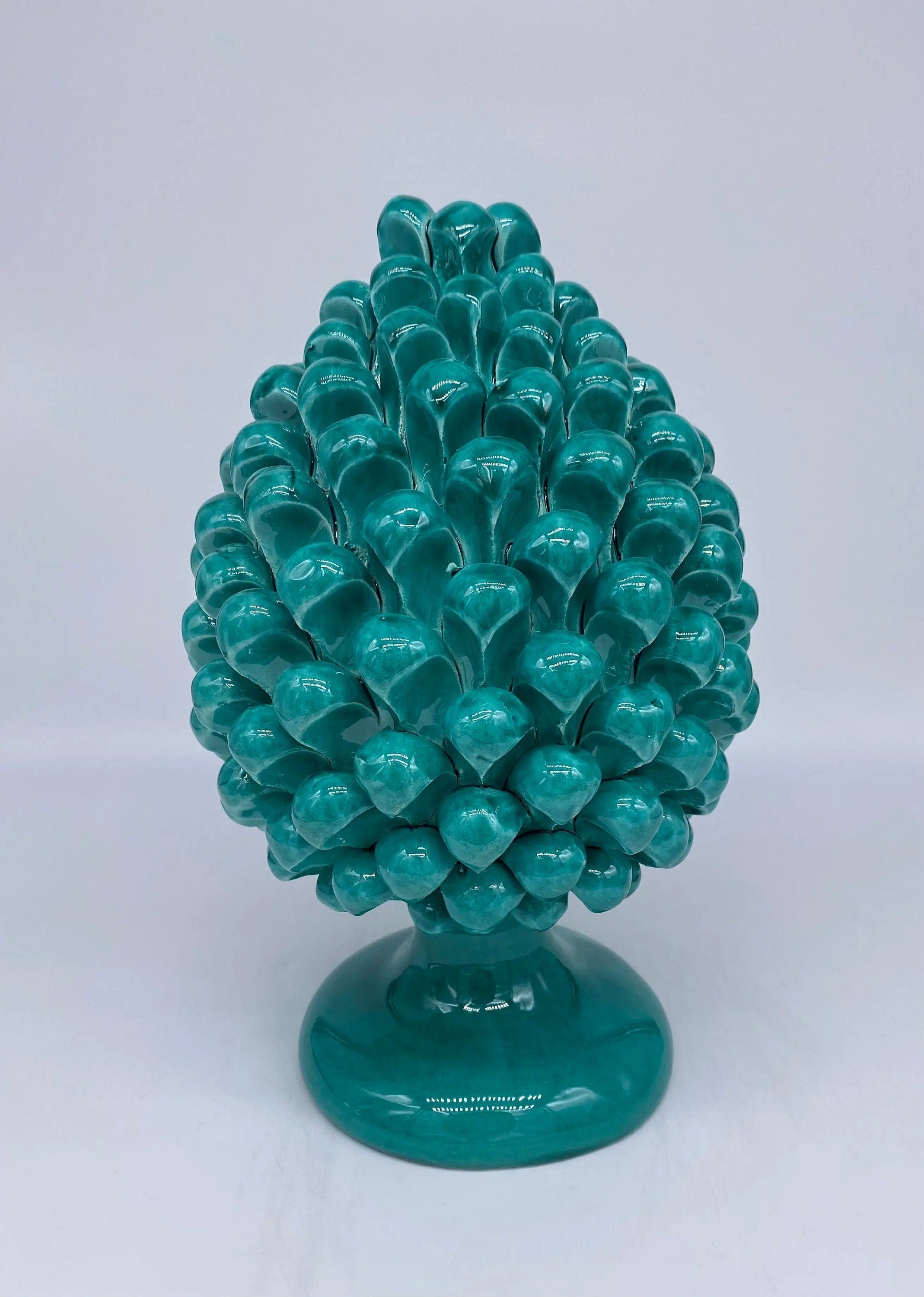 Pigna Ceramica Caltagirone cm H.25 Artigianale Verde Cristallo DD CERAMICHE SICILIANE