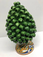 Pigna Ceramica Caltagirone cm H.25 Artigianale Verde Prato Base Decorata DD CERAMICHE SICILIANE
