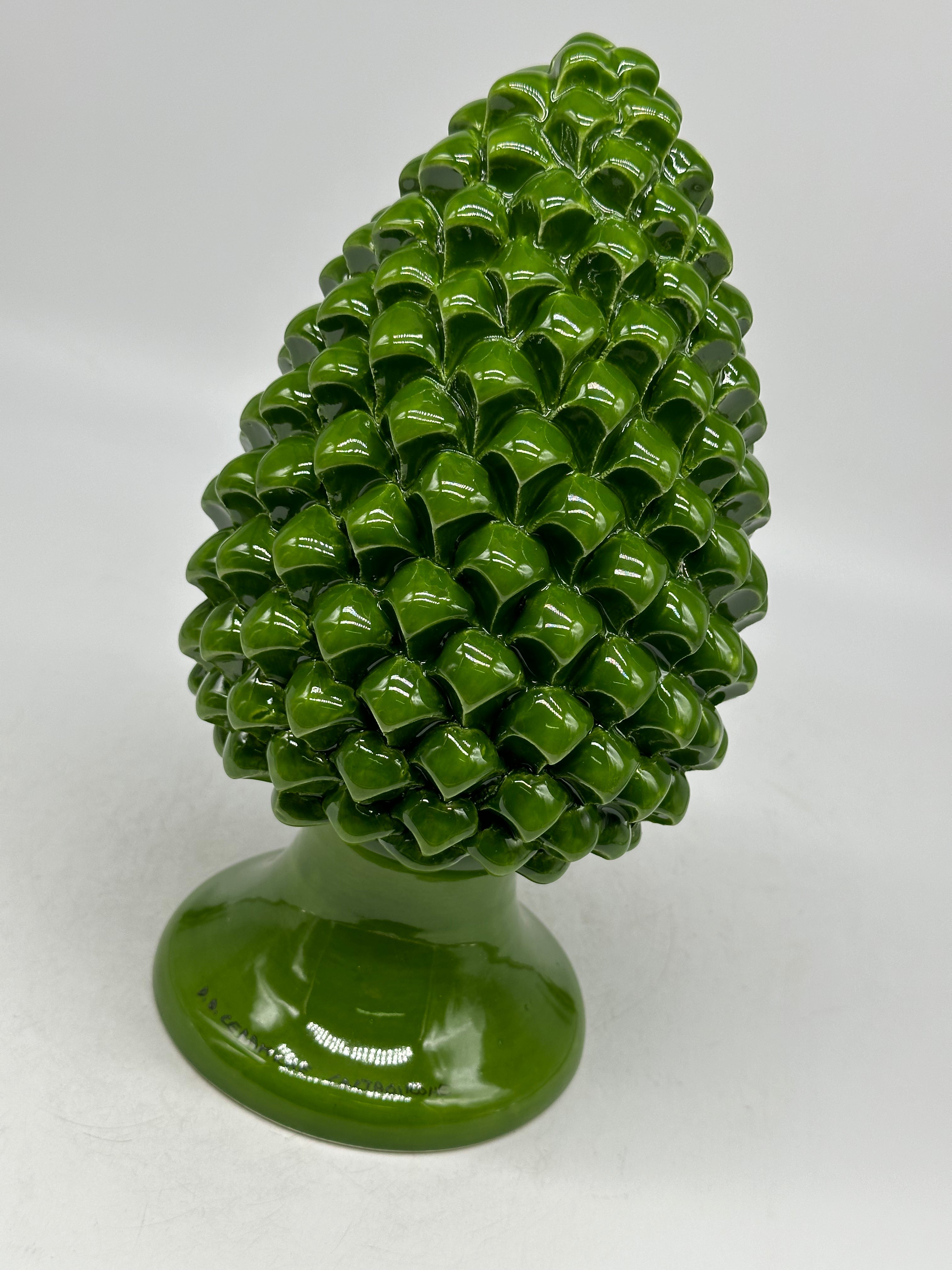 Pigna Ceramica Caltagirone cm H.25 Artigianale Verde Prato - PIGNE