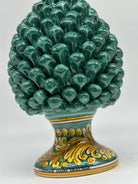Pigna Ceramica Caltagirone cm H.25 Artigianale Verde Rame Base Decorata DD CERAMICHE SICILIANE