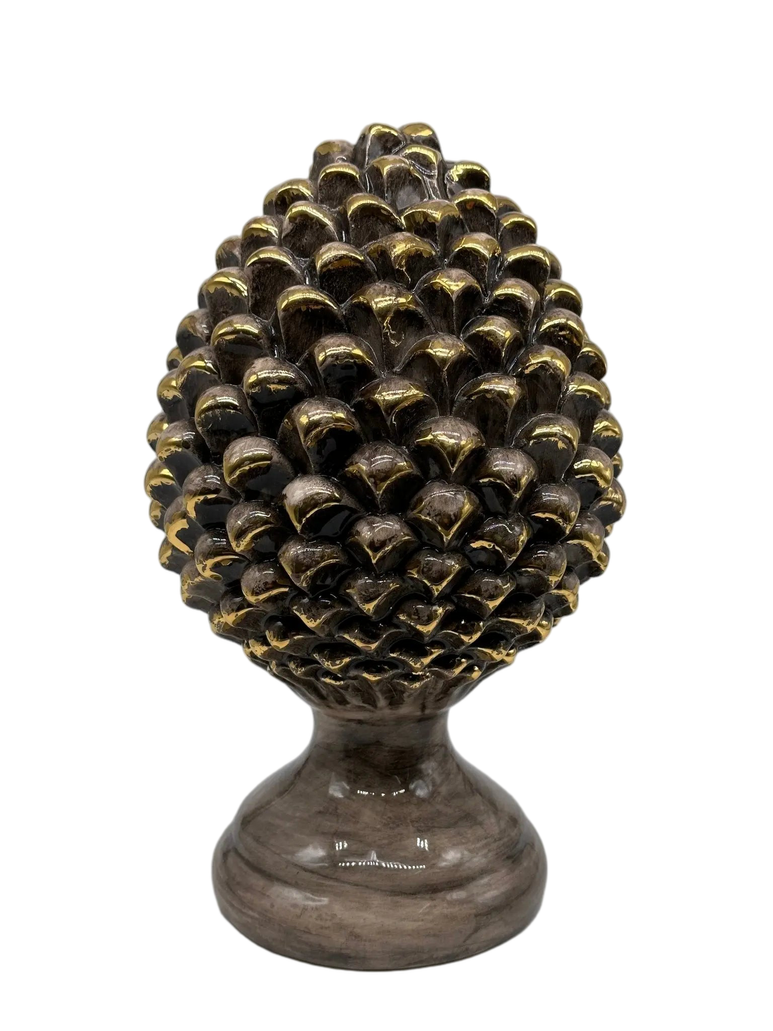 Pigna Ceramica Caltagirone cm H.28 L.17 Artigianale Beige Oro Linea Luis DD CERAMICHE SICILIANE