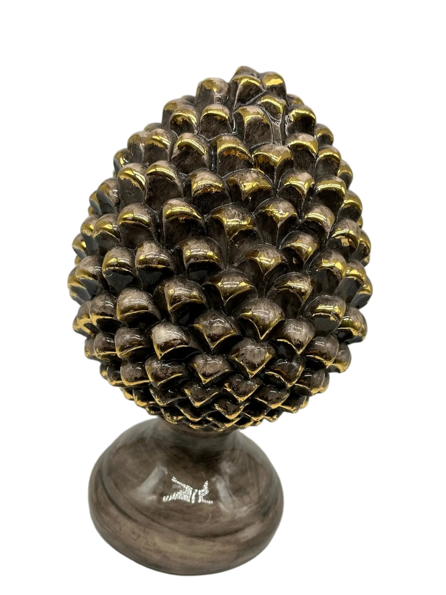 Pigna Ceramica Caltagirone cm H.28 L.17 Artigianale Beige Oro Linea Luis DD CERAMICHE SICILIANE