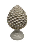 Pigna Ceramica Caltagirone cm H.28 L.17 Artigianale Bianco Oro Linea Luis DD CERAMICHE SICILIANE