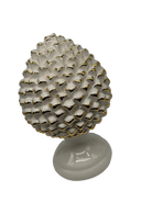 Pigna Ceramica Caltagirone cm H.28 L.17 Artigianale Bianco Oro Linea Luis DD CERAMICHE SICILIANE