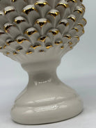 Pigna Ceramica Caltagirone cm H.28 L.17 Artigianale Bianco Oro Linea Luis DD CERAMICHE SICILIANE