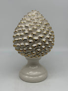 Pigna Ceramica Caltagirone cm H.28 L.17 Artigianale Bianco Oro Linea Luis DD CERAMICHE SICILIANE