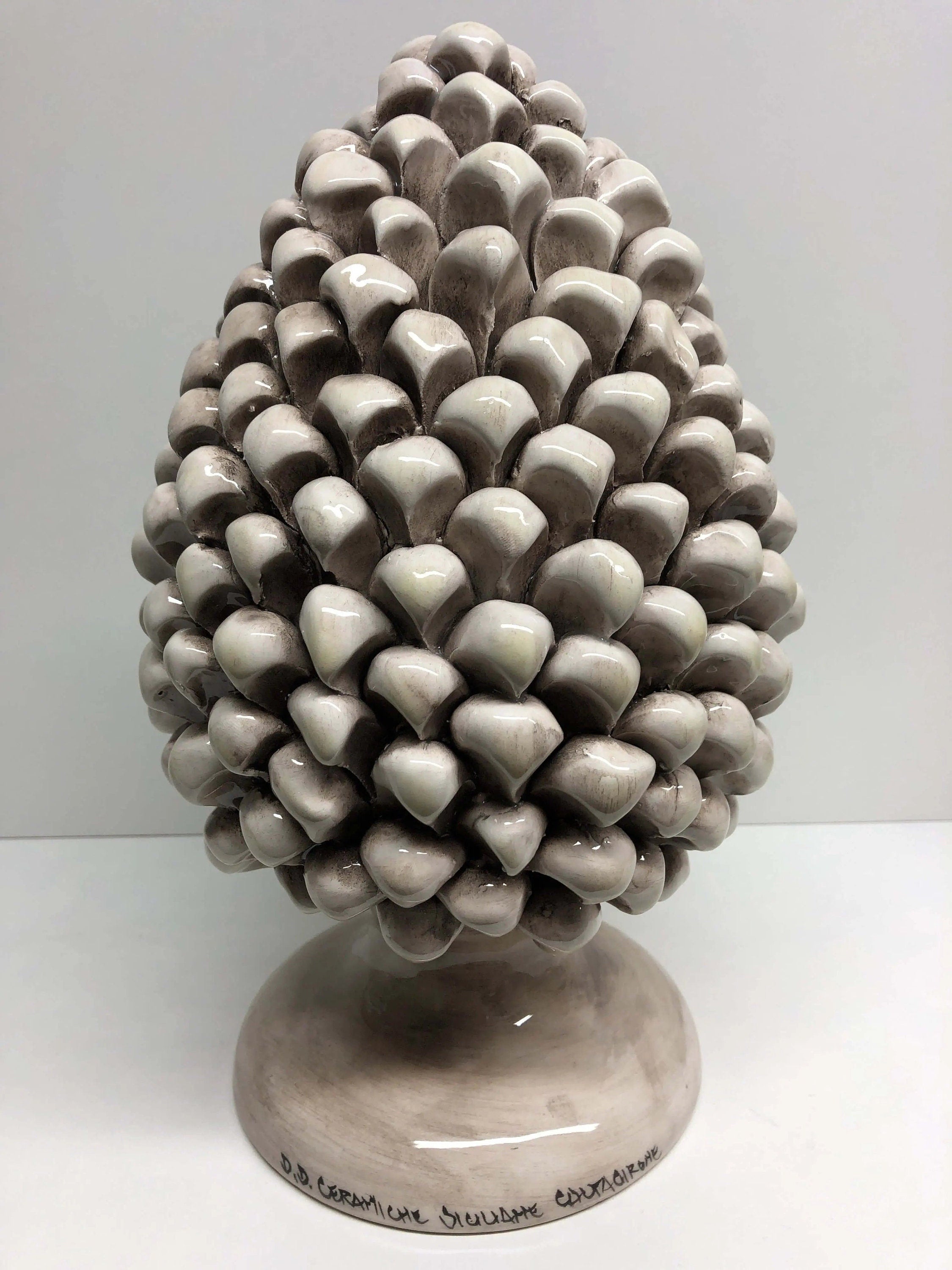 Pigna Ceramica Caltagirone cm H.30 Artigianale Beige Écru DD CERAMICHE SICILIANE