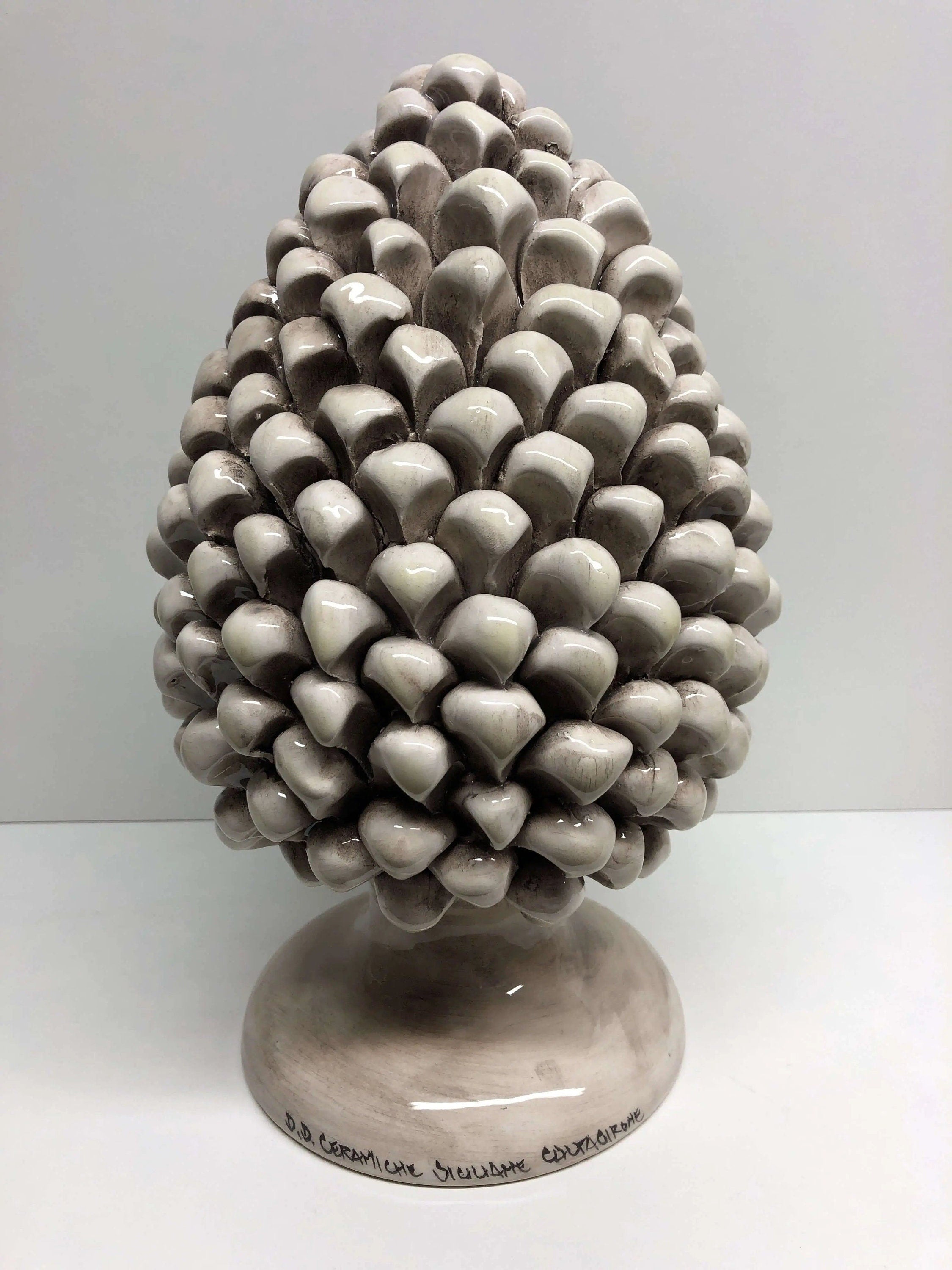 Pigna Ceramica Caltagirone cm H.30 Artigianale Beige Écru DD CERAMICHE SICILIANE