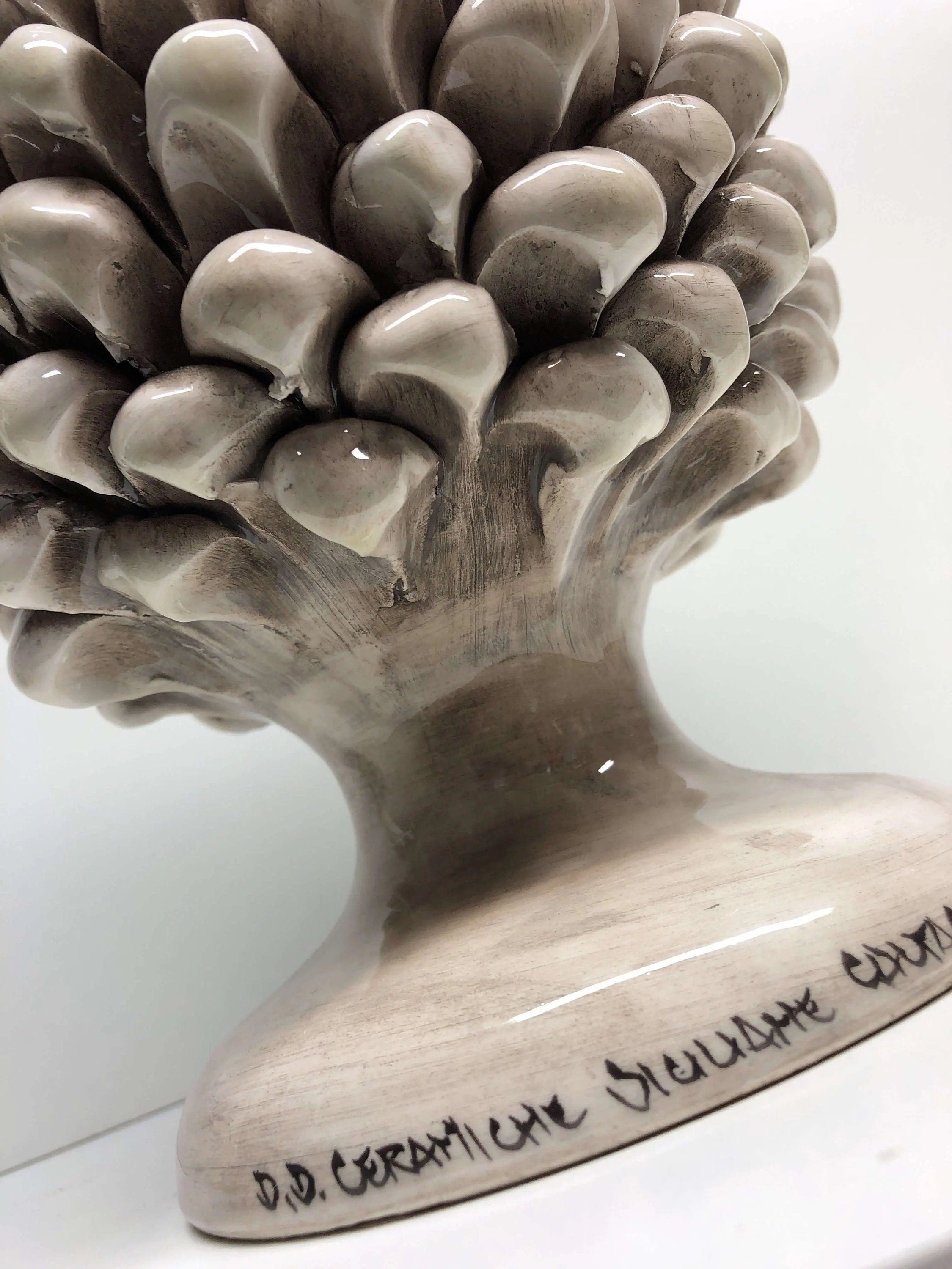 Pigna Ceramica Caltagirone cm H.30 Artigianale Beige Écru DD CERAMICHE SICILIANE