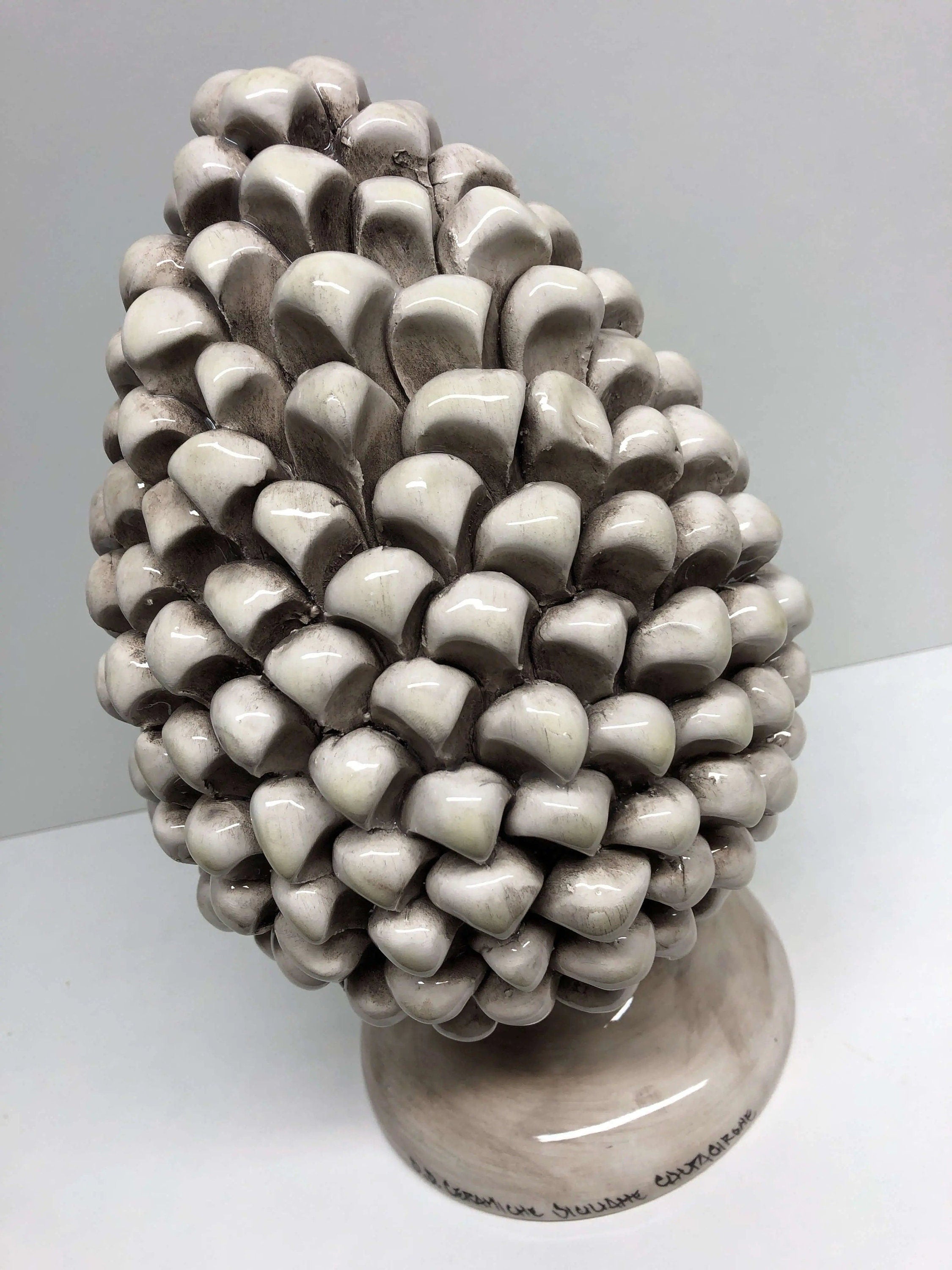 Pigna Ceramica Caltagirone cm H.30 Artigianale Beige Écru DD CERAMICHE SICILIANE