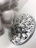 Pigna Ceramica Caltagirone cm H.30 Artigianale Bianco Base Decorata Nero DD CERAMICHE SICILIANE
