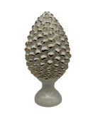 Pigna Ceramica Caltagirone cm H.30 Artigianale Bianco Oro Linea Luis DD CERAMICHE SICILIANE