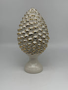 Pigna Ceramica Caltagirone cm H.30 Artigianale Bianco Oro Linea Luis DD CERAMICHE SICILIANE