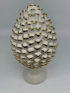 Pigna Ceramica Caltagirone cm H.30 Artigianale Bianco Oro Linea Luis DD CERAMICHE SICILIANE