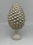 Pigna Ceramica Caltagirone cm H.30 Artigianale Bianco Oro Linea Luis DD CERAMICHE SICILIANE
